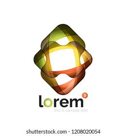 Abstract geometric logo created with overlapping smooth shapes, vector business icon