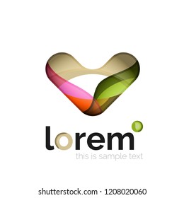 Abstract geometric logo created with overlapping smooth shapes, vector business icon