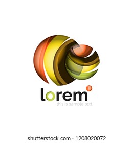 Abstract geometric logo created with overlapping smooth shapes, vector business icon