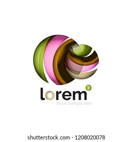 Abstract geometric logo created with overlapping smooth shapes, vector business icon