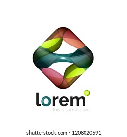 Abstract geometric logo created with overlapping smooth shapes, vector business icon