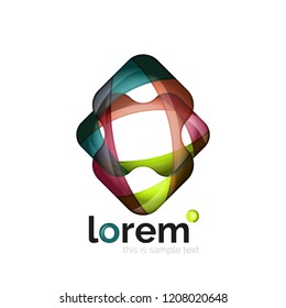 Abstract geometric logo created with overlapping smooth shapes, vector business icon