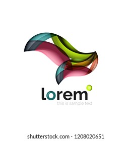 Abstract geometric logo created with overlapping smooth shapes, vector business icon