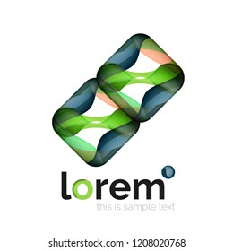 Abstract geometric logo created with overlapping smooth shapes, vector business icon