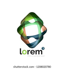 Abstract geometric logo created with overlapping smooth shapes, vector business icon