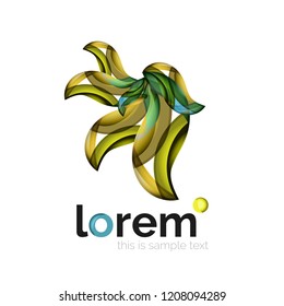 Abstract geometric logo created with overlapping smooth shapes, vector business icon