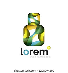 Logo geométrico abstracto creado con formas lisas superpuestas, icono de negocio vectorial