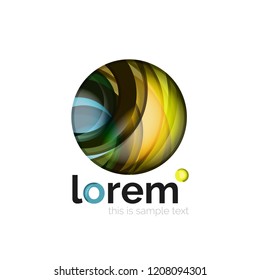 Abstract geometric logo created with overlapping smooth shapes, vector business icon