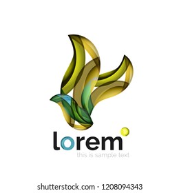 Abstract geometric logo created with overlapping smooth shapes, vector business icon