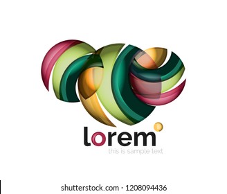 Abstract geometric logo created with overlapping smooth shapes, vector business icon