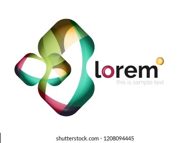Logo geométrico abstracto creado con formas lisas superpuestas, icono de negocio vectorial