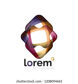 Abstract geometric logo created with overlapping smooth shapes, vector business icon