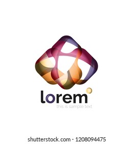 Abstract geometric logo created with overlapping smooth shapes, vector business icon