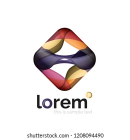 Abstract geometric logo created with overlapping smooth shapes, vector business icon