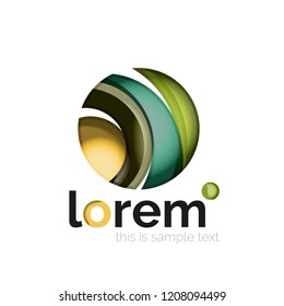Abstract geometric logo created with overlapping smooth shapes, vector business icon