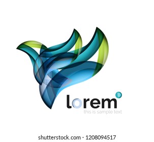 Logo geométrico abstracto creado con formas lisas superpuestas, icono de negocio vectorial