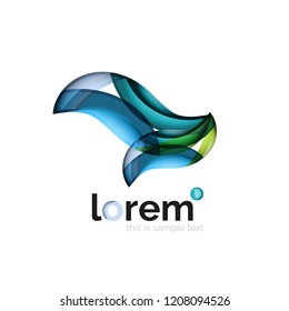 Abstract geometric logo created with overlapping smooth shapes, vector business icon