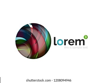 Abstract geometric logo created with overlapping smooth shapes, vector business icon