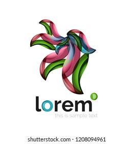 Abstract geometric logo created with overlapping smooth shapes, vector business icon