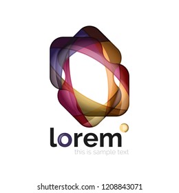 Abstract geometric logo created with overlapping smooth shapes, vector business icon