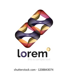Logo geométrico abstracto creado con formas lisas superpuestas, icono de negocio vectorial