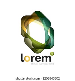Abstract geometric logo created with overlapping smooth shapes, vector business icon