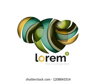Logo geométrico abstracto creado con formas lisas superpuestas, icono de negocio vectorial