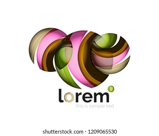 Abstract geometric logo created with overlapping smooth shapes, vector business icon