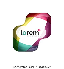 Logo geométrico abstracto creado con formas lisas superpuestas, icono de negocio vectorial