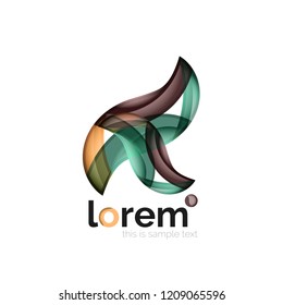 Abstract geometric logo created with overlapping smooth shapes, vector business icon