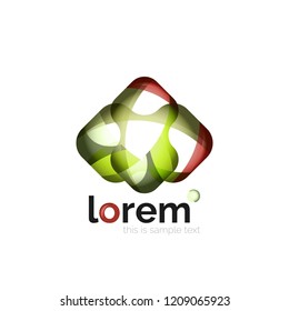 Abstract geometric logo created with overlapping smooth shapes, vector business icon