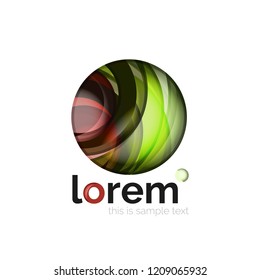 Abstract geometric logo created with overlapping smooth shapes, vector business icon