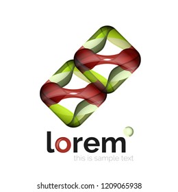 Logo geométrico abstracto creado con formas lisas superpuestas, icono de negocio vectorial