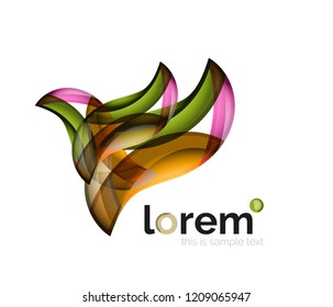 Abstract geometric logo created with overlapping smooth shapes, vector business icon