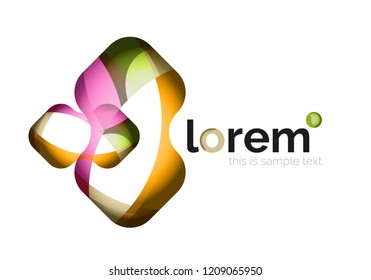 Abstract geometric logo created with overlapping smooth shapes, vector business icon