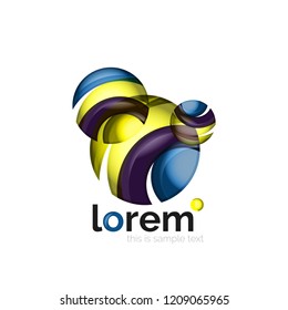 Abstract geometric logo created with overlapping smooth shapes, vector business icon