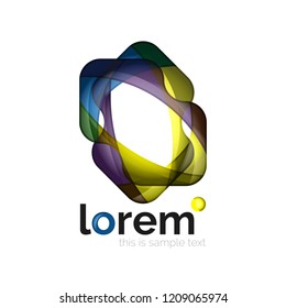 Abstract geometric logo created with overlapping smooth shapes, vector business icon