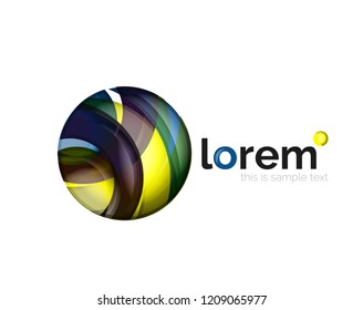 Abstract geometric logo created with overlapping smooth shapes, vector business icon