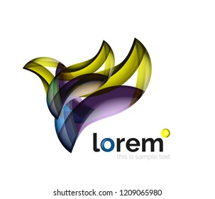 Abstract geometric logo created with overlapping smooth shapes, vector business icon