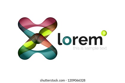 Logo geométrico abstracto creado con formas lisas superpuestas, icono de negocio vectorial