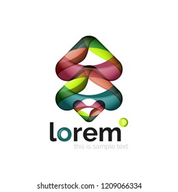 Logotipo geométrico abstrato criado com formas suaves sobrepostas, ícone de negócios vetorial