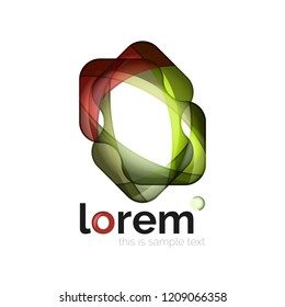 Logo geométrico abstracto creado con formas lisas superpuestas, icono de negocio vectorial