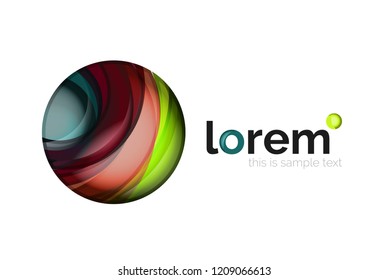 Abstract geometric logo created with overlapping smooth shapes, vector business icon