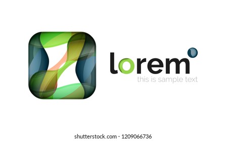 Abstract geometric logo created with overlapping smooth shapes, vector business icon