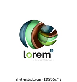 Logo geométrico abstracto creado con formas lisas superpuestas, icono de negocio vectorial