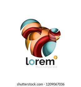 Logo geométrico abstracto creado con formas lisas superpuestas, icono de negocio vectorial