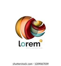 Logo geométrico abstracto creado con formas lisas superpuestas, icono de negocio vectorial
