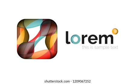 Abstraktes geometrisches Logo mit überlappenden, glatten Formen, Vektorsymbol