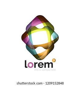 Abstract geometric logo created with overlapping smooth shapes, vector business icon