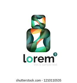 Logo geométrico abstracto creado con formas lisas superpuestas, icono de negocio vectorial